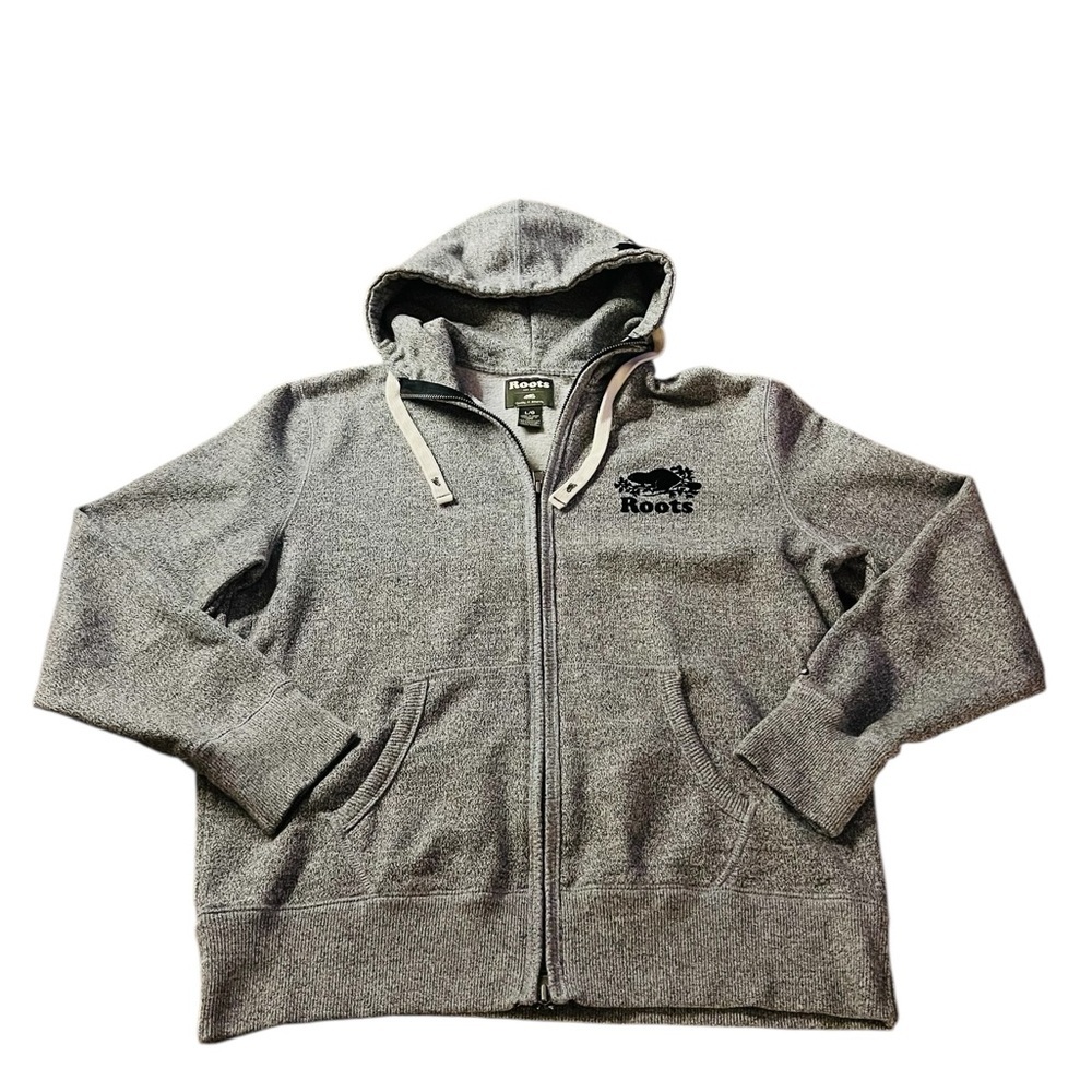Roots Men’s Charcoal Full-Zip Hoodie Size Large